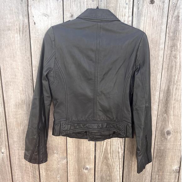 Joie | Caldine Black Leather Motorcycle Double Zip Jacket Size Small - Picture 7 of 8